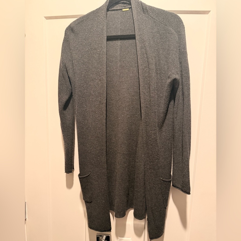 Tahari Gray Open Front Cardigan